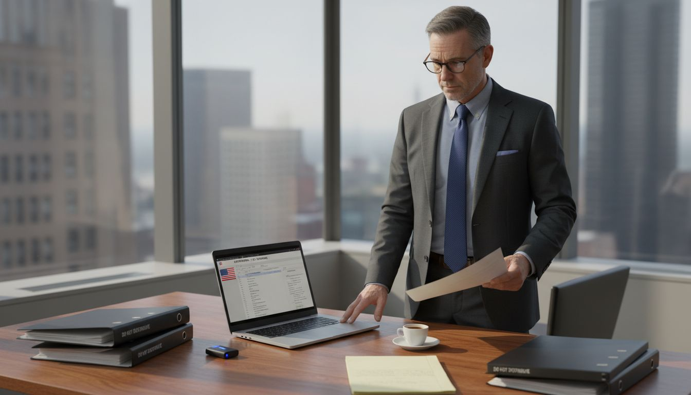 SME finance manager handling secure financial documents