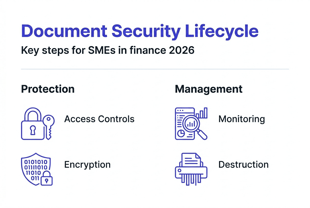 Infographic showing document security lifecycle steps