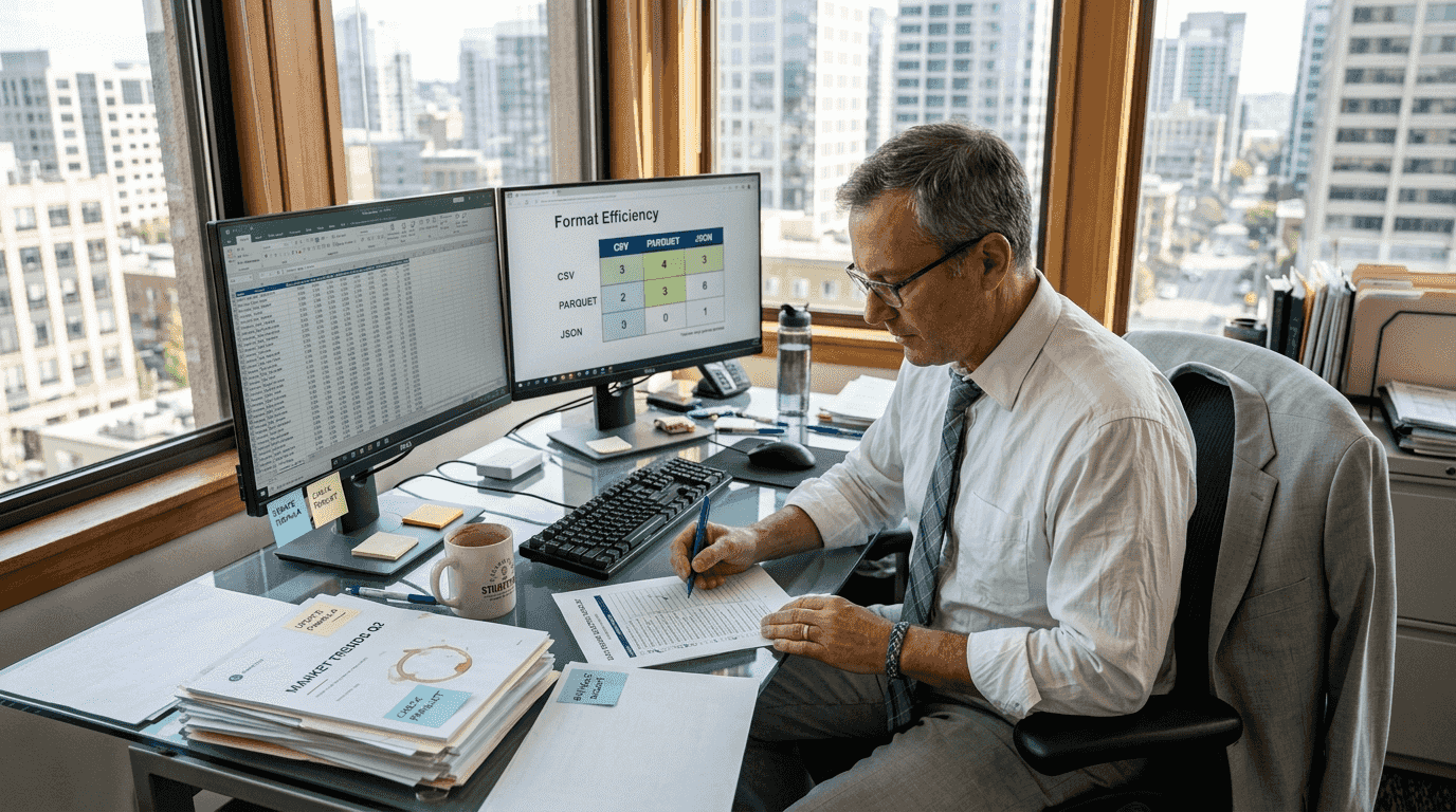 Financial analyst reviewing format checklist