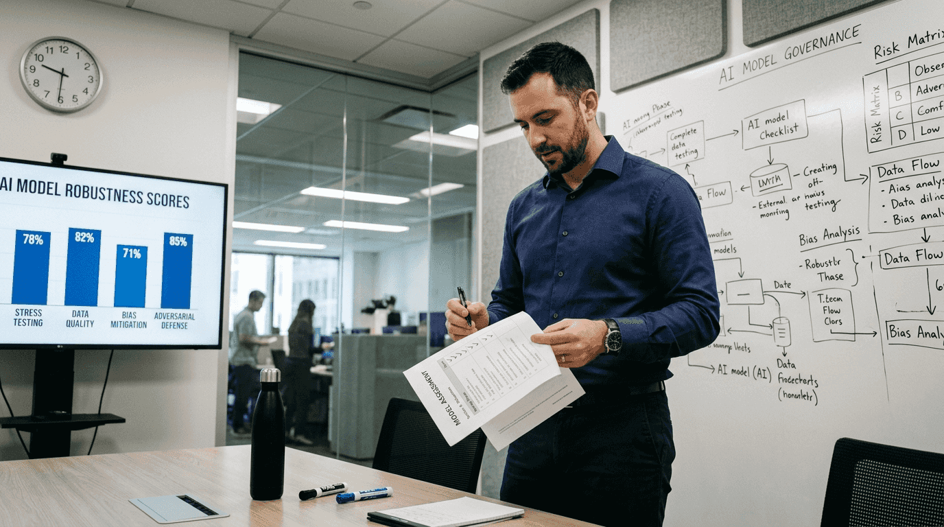 Auditor evaluating compliance AI model results