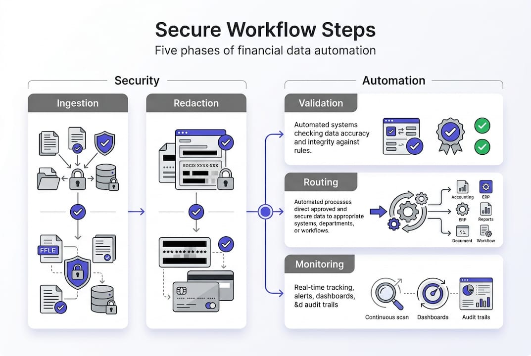 Infographic showing steps in secure workflow automation