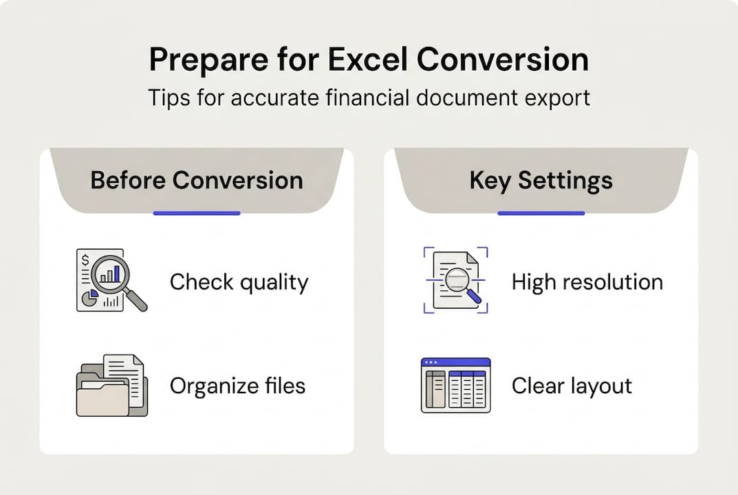 Infographic of prep steps for Excel conversion