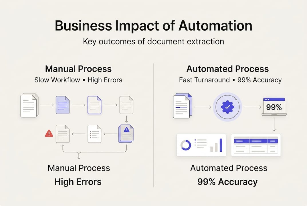 Infographic showing document extraction business outcomes