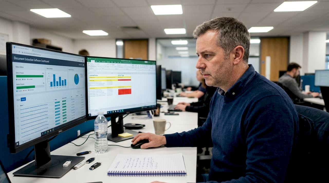 IT specialist reviewing automation accuracy logs