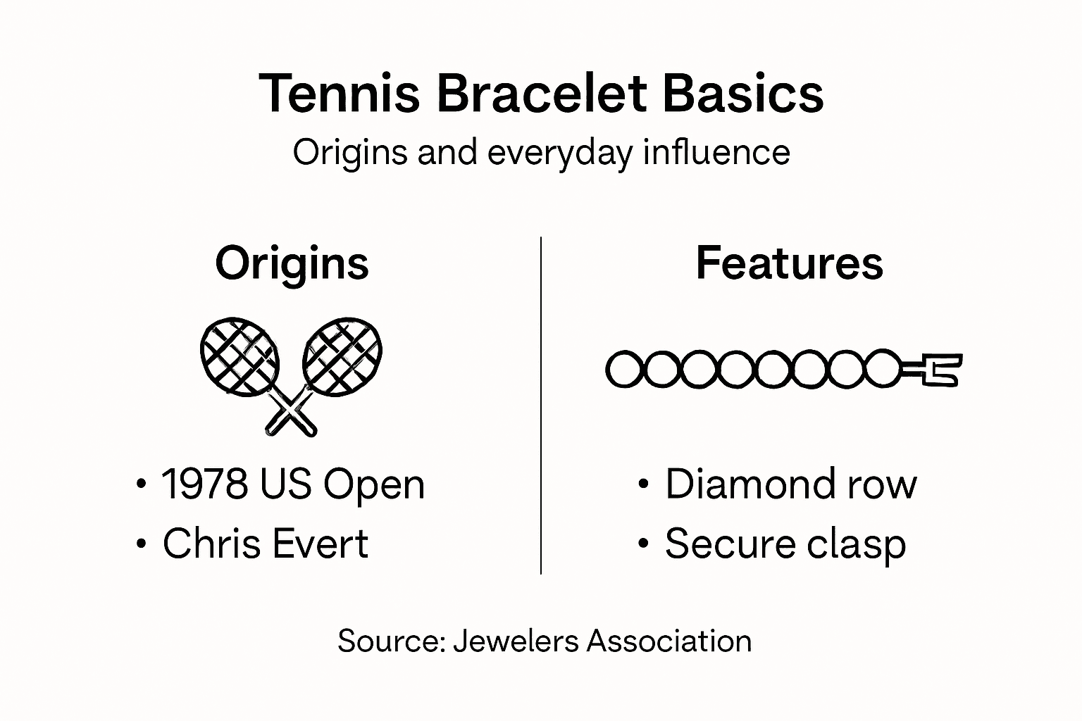Infographic overview of tennis bracelet features
