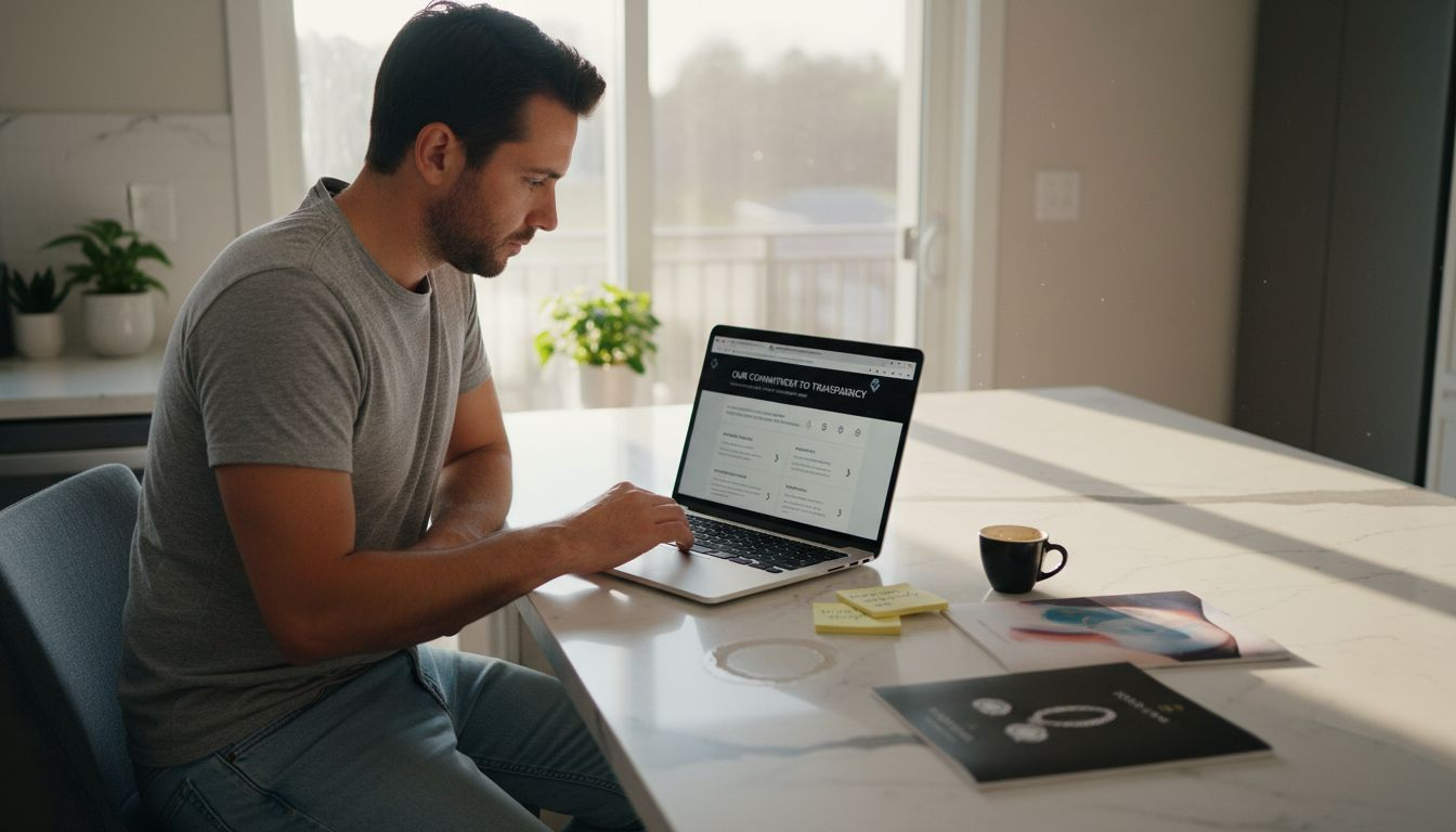 Man researching affordable luxury jewelry brands