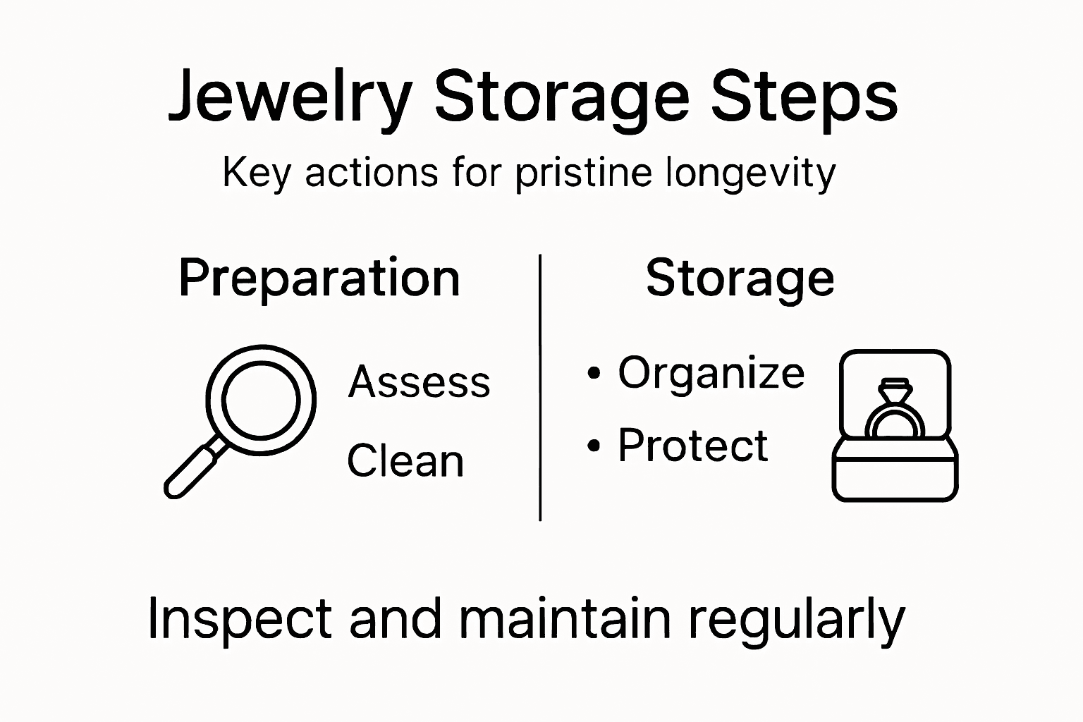 Infographic jewelry storage steps overview