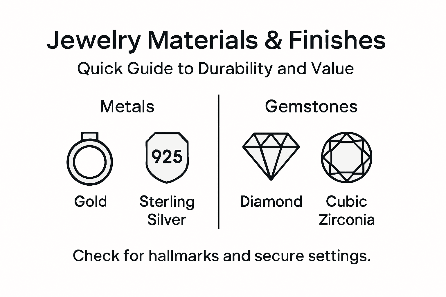 Infographic compares jewelry metals and gemstones
