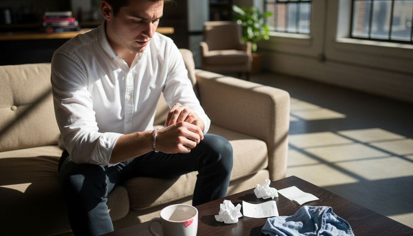 Man putting on elegant affordable bracelet