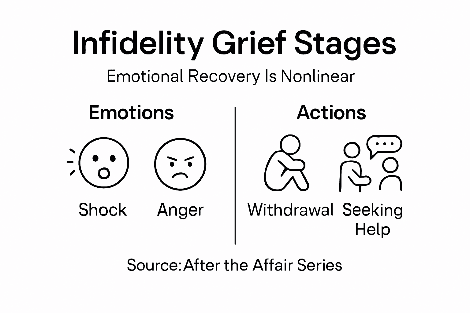 Infographic shows grief stages after infidelity