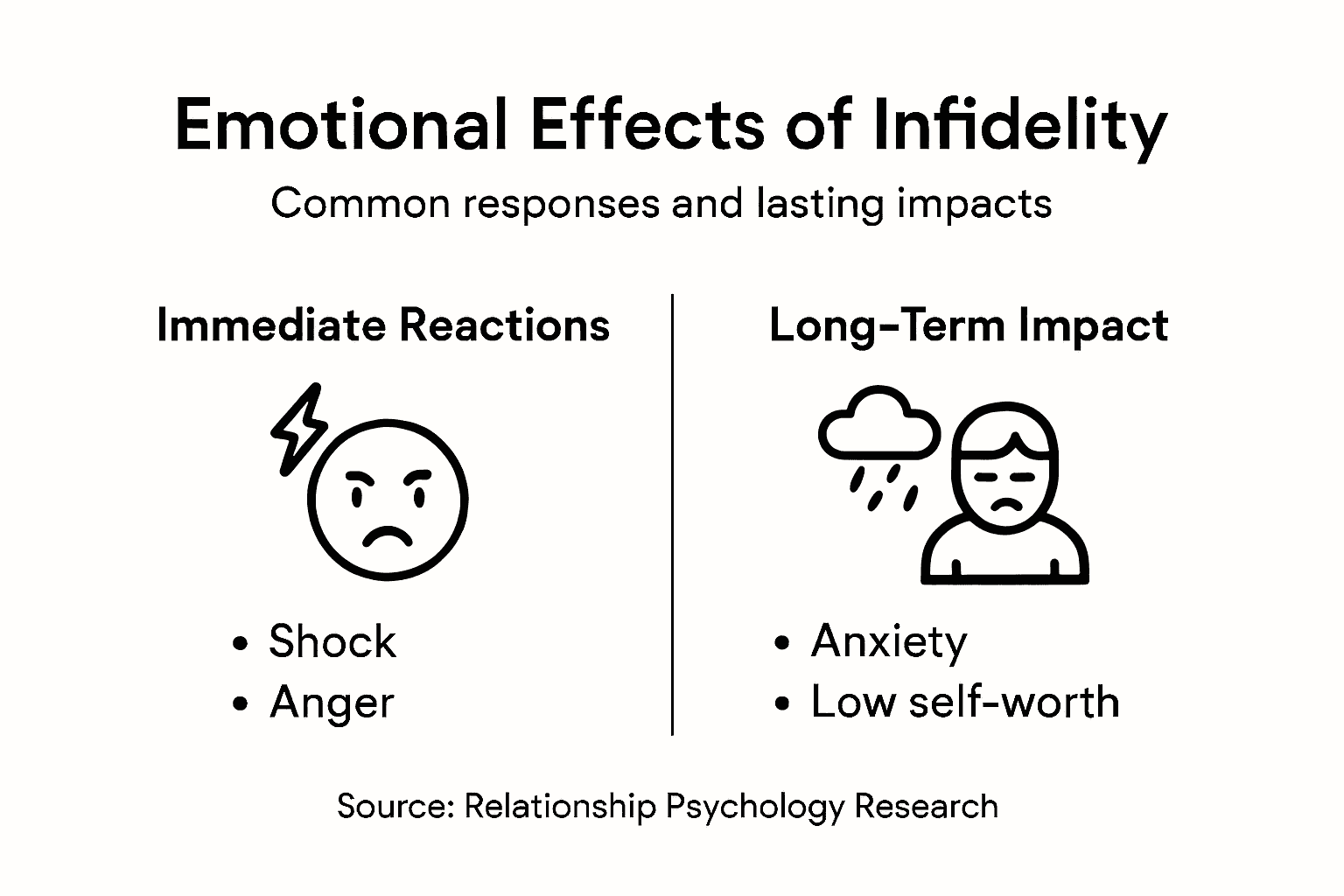 Infographic on emotional effects of infidelity