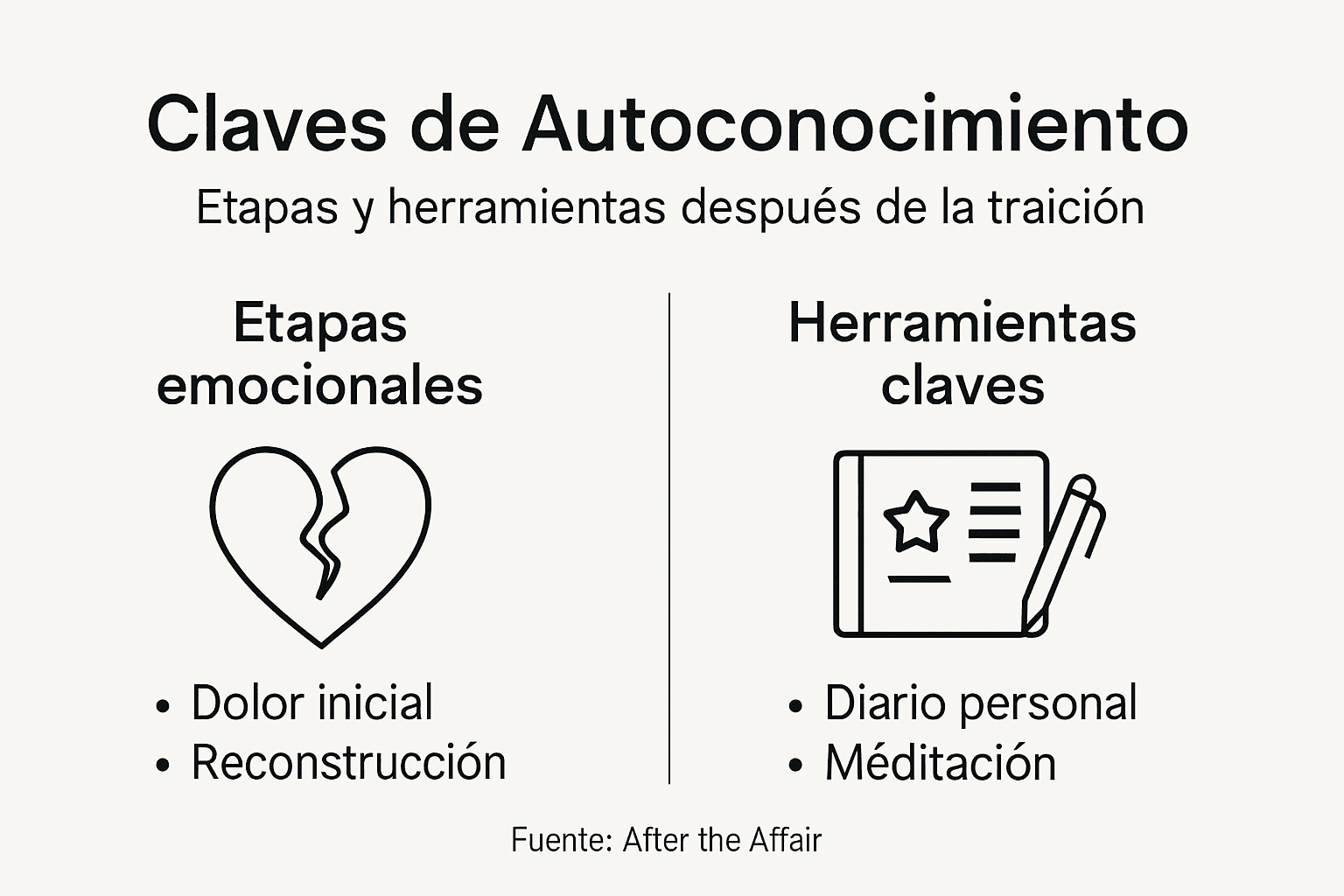 Infografía: puntos clave para el autoconocimiento y fases emocionales