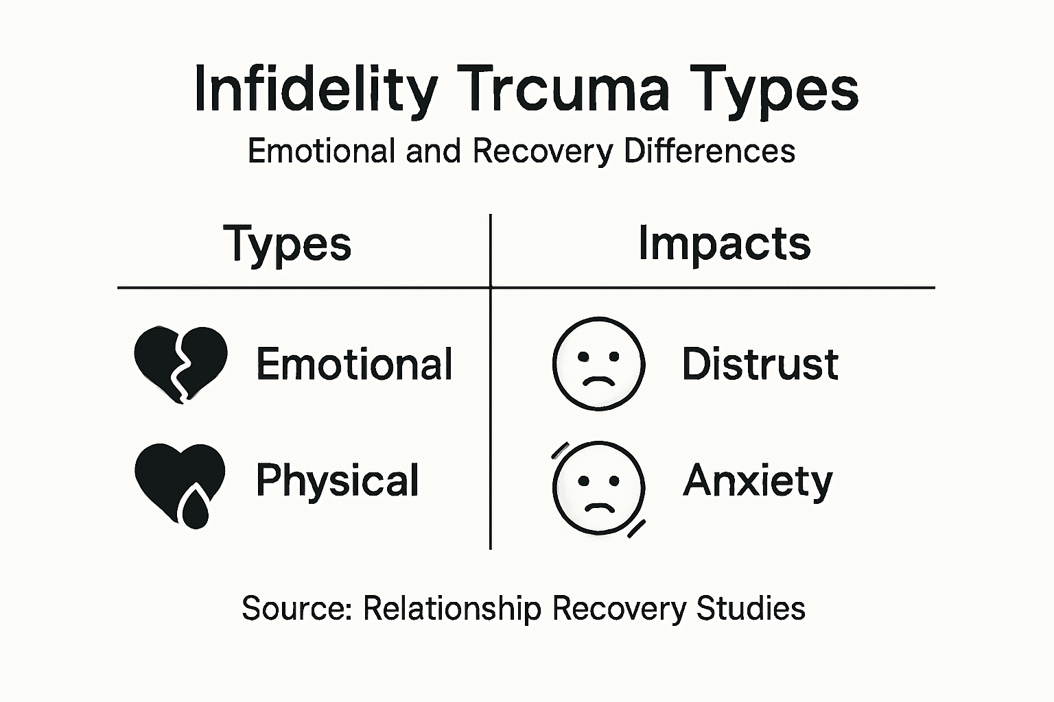 Infographic on infidelity trauma types and impacts