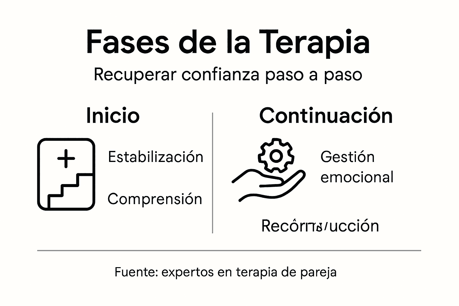 Infografía: etapas fundamentales en la terapia para superar una infidelidad