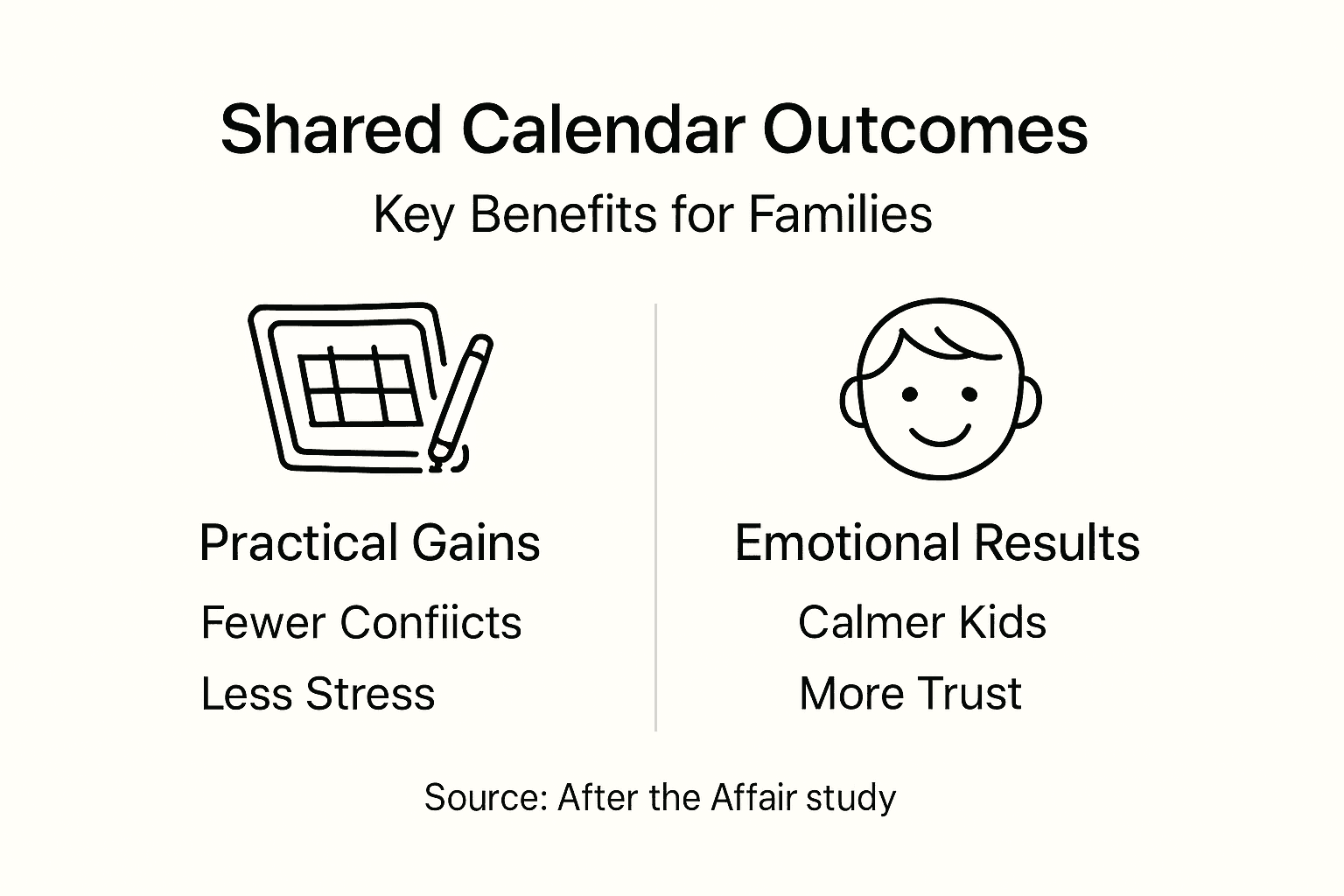 Infographic showing shared calendar benefits and outcomes