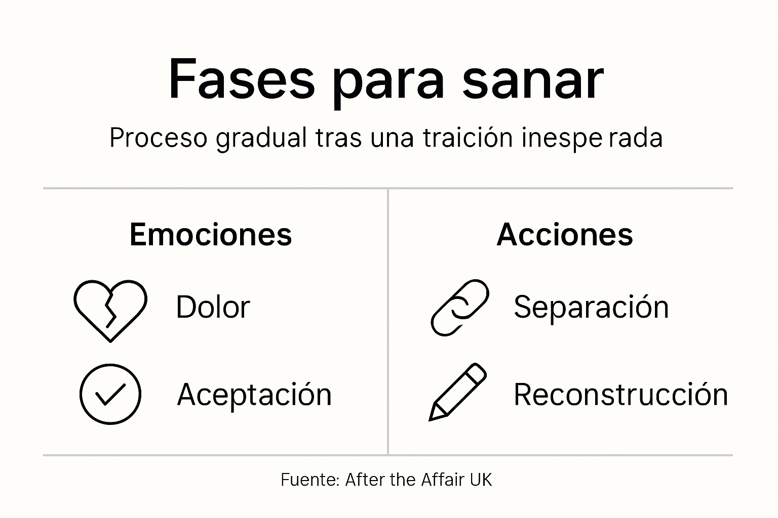Infografía sobre las etapas del proceso de recuperación emocional
