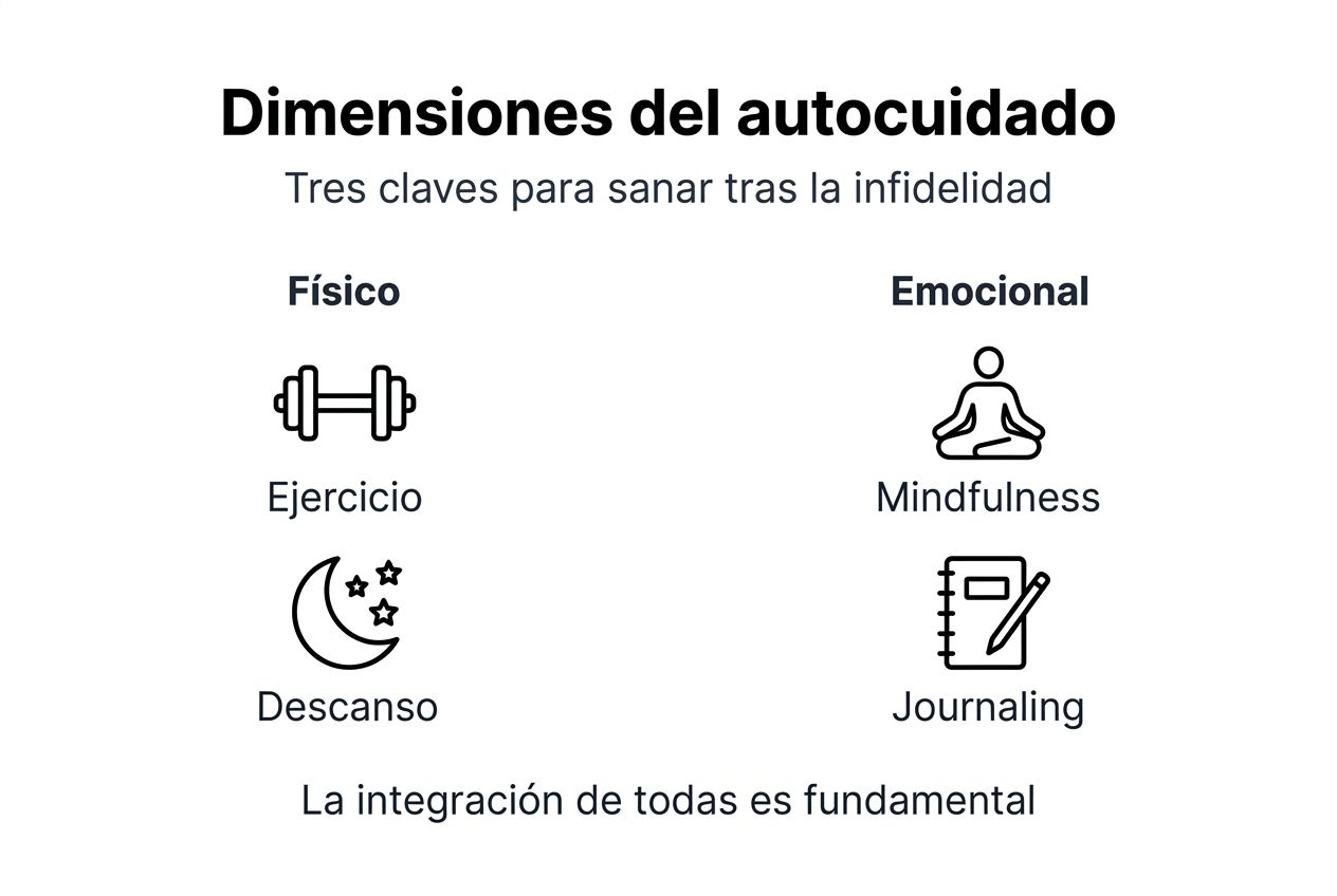 Infografía: Consejos prácticos para cuidar de ti mismo después de una infidelidad