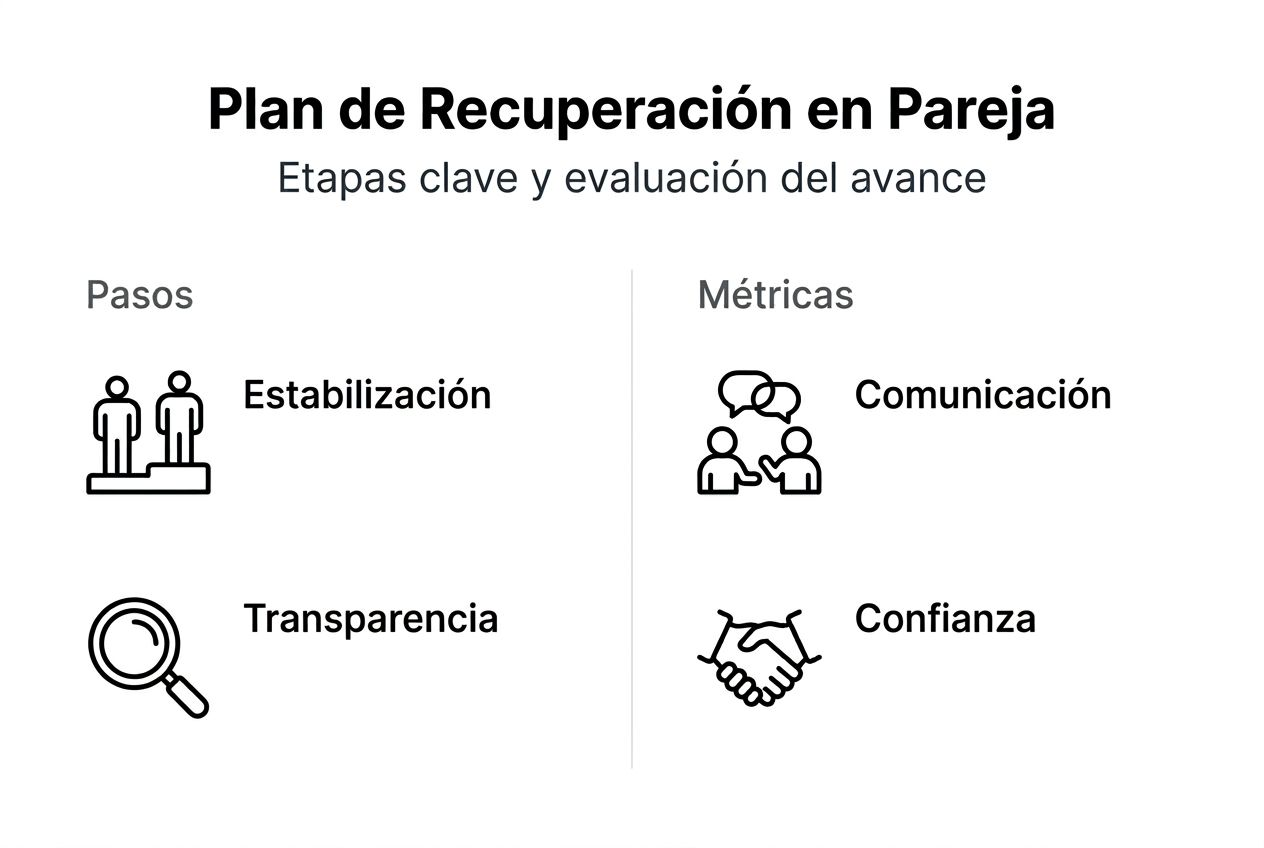 Infografía con los pasos clave y las métricas esenciales para lograr una recuperación efectiva