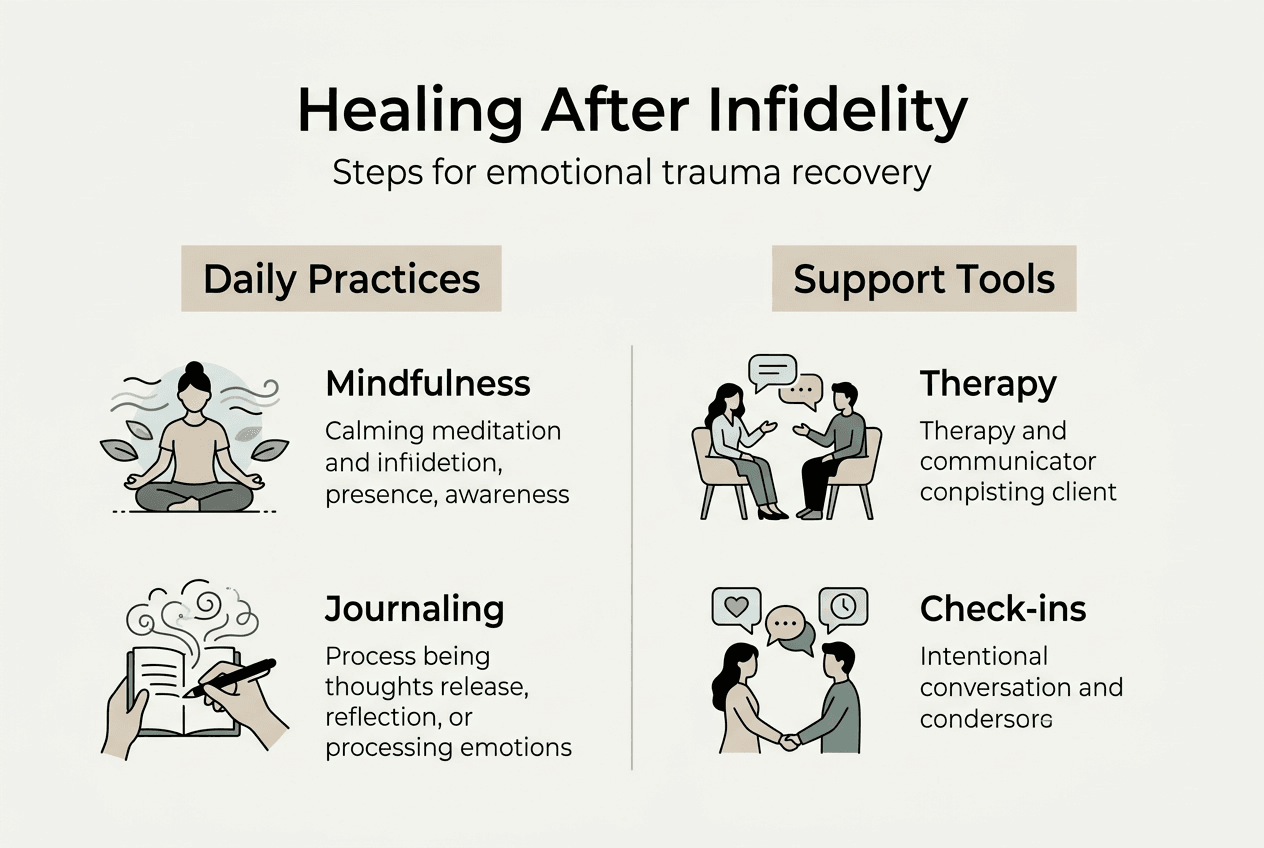 Infographic on steps for trauma recovery