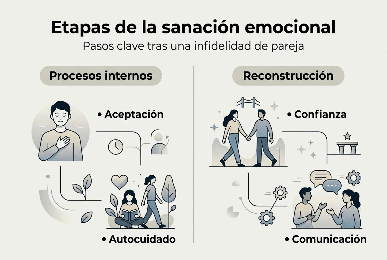 Infografía: Las diferentes fases del proceso de sanación emocional
