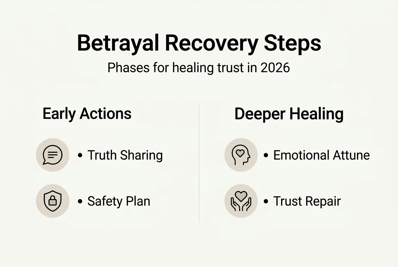 Infographic displaying betrayal recovery stages