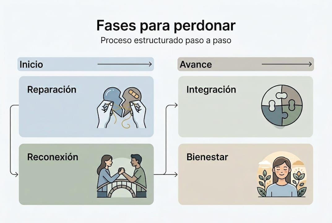 Infografía que explica paso a paso el proceso de sanación