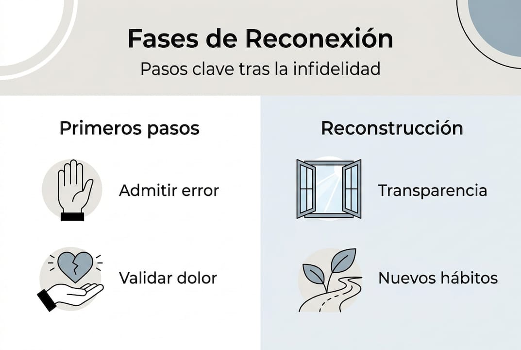 Infografía: etapas clave en el proceso de recuperación de una relación de pareja