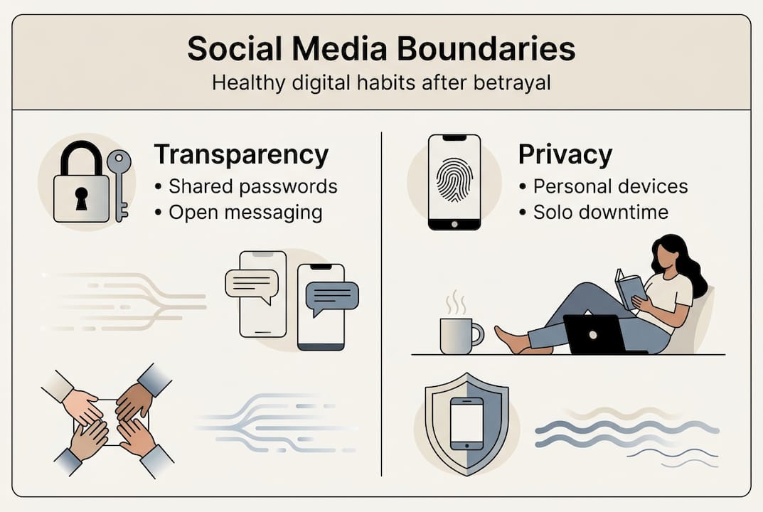 Infographic on social media boundaries after digital affair