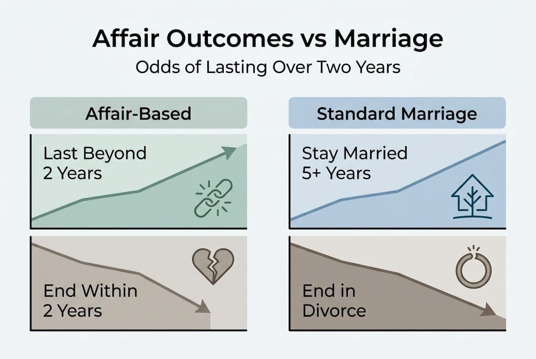 Infographic showing affair versus marriage outcomes