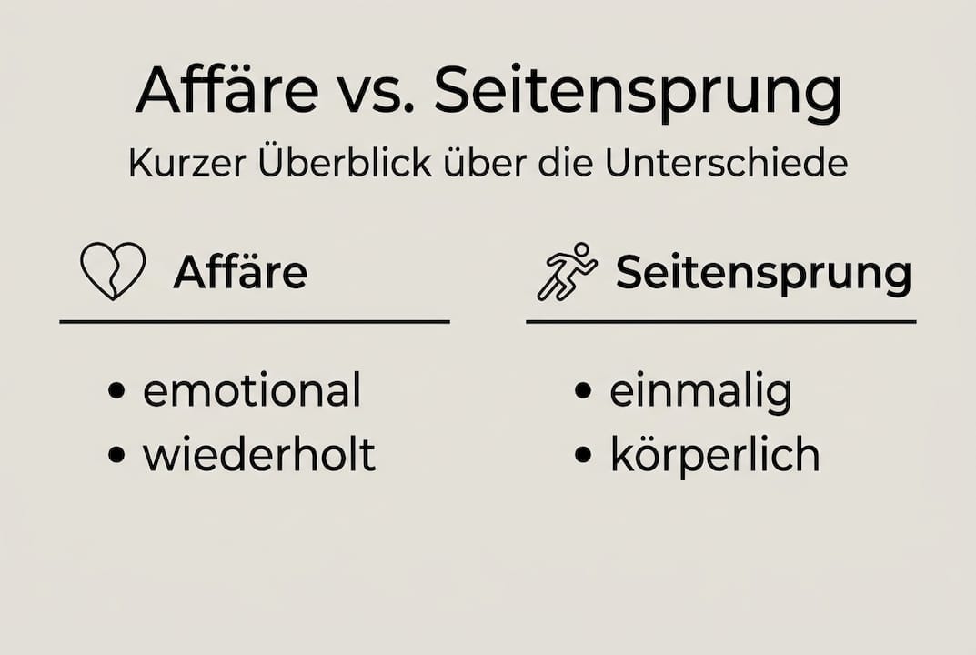 Affäre vs. Seitensprung – Die wichtigsten Unterschiede auf einen Blick (Infografik)