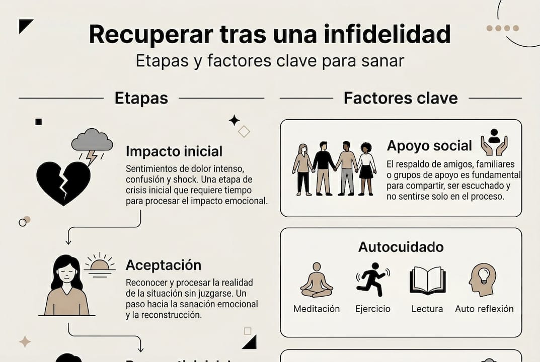 Infografía sobre las fases y los elementos clave en el proceso de recuperación