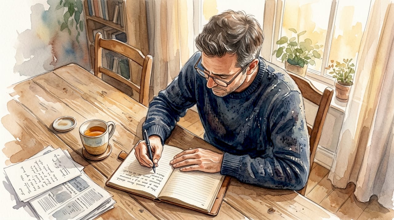 Un hombre reflexiona y plasma en palabras su proceso de sanación personal.