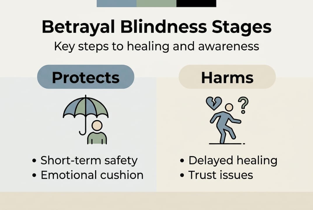 Infographic on betrayal blindness stages