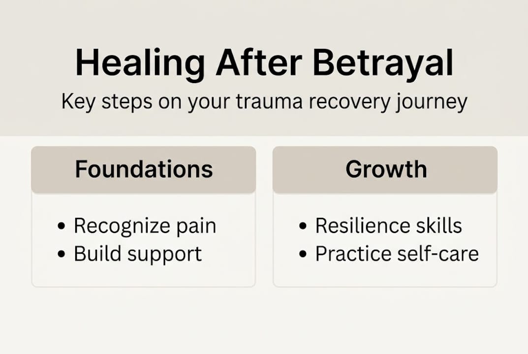 Infographic on healing steps for betrayal trauma