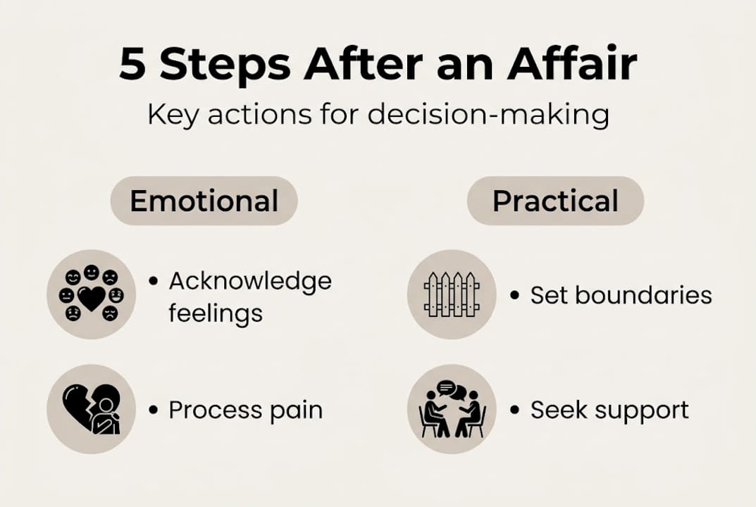 Infographic with 5 post-affair decision steps