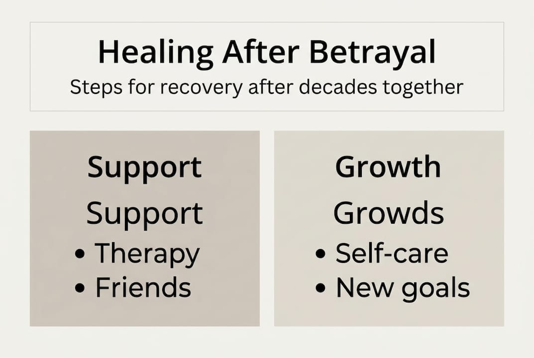 Infographic of key healing steps after betrayal