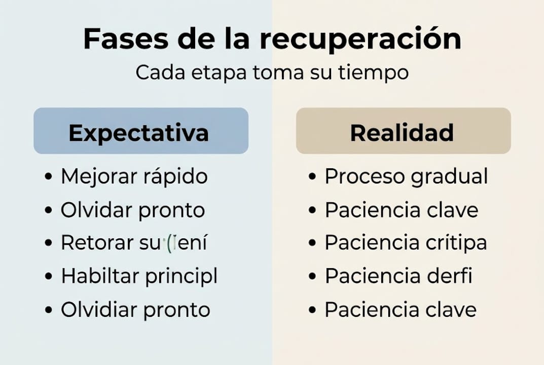 Infografía: las etapas de la recuperación y la importancia de la paciencia