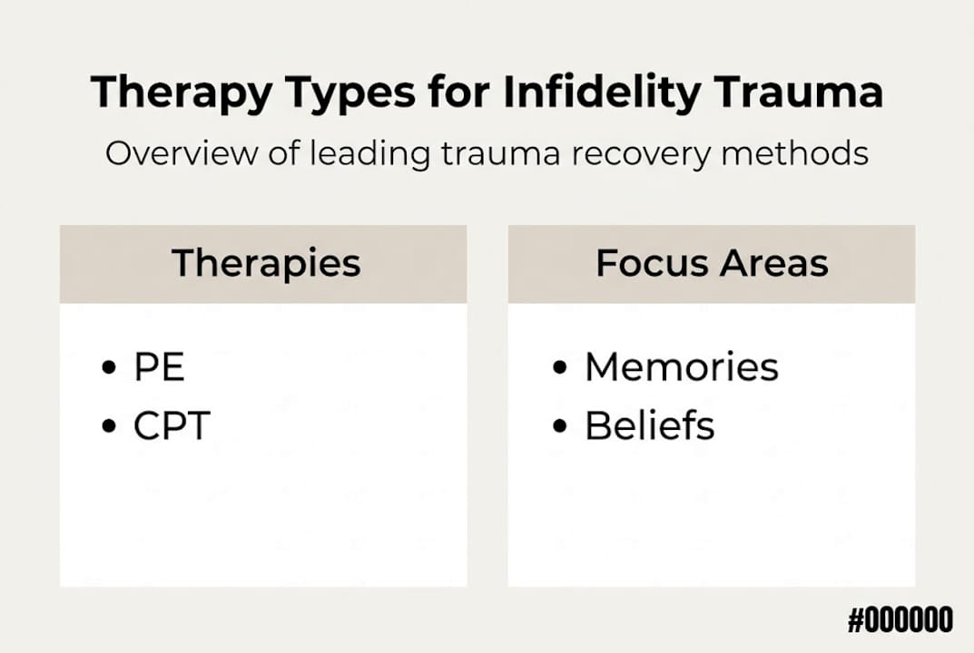 Infographic showing leading infidelity trauma therapies