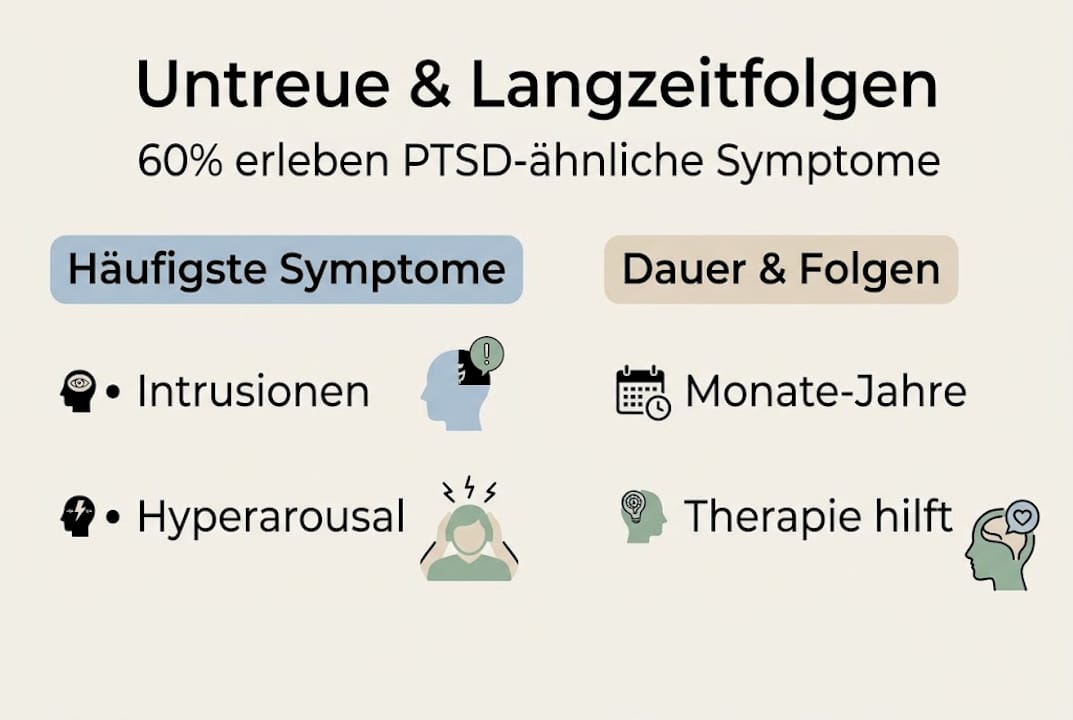 Übersicht: Typische Anzeichen einer posttraumatischen Belastungsstörung nach einem Seitensprung
