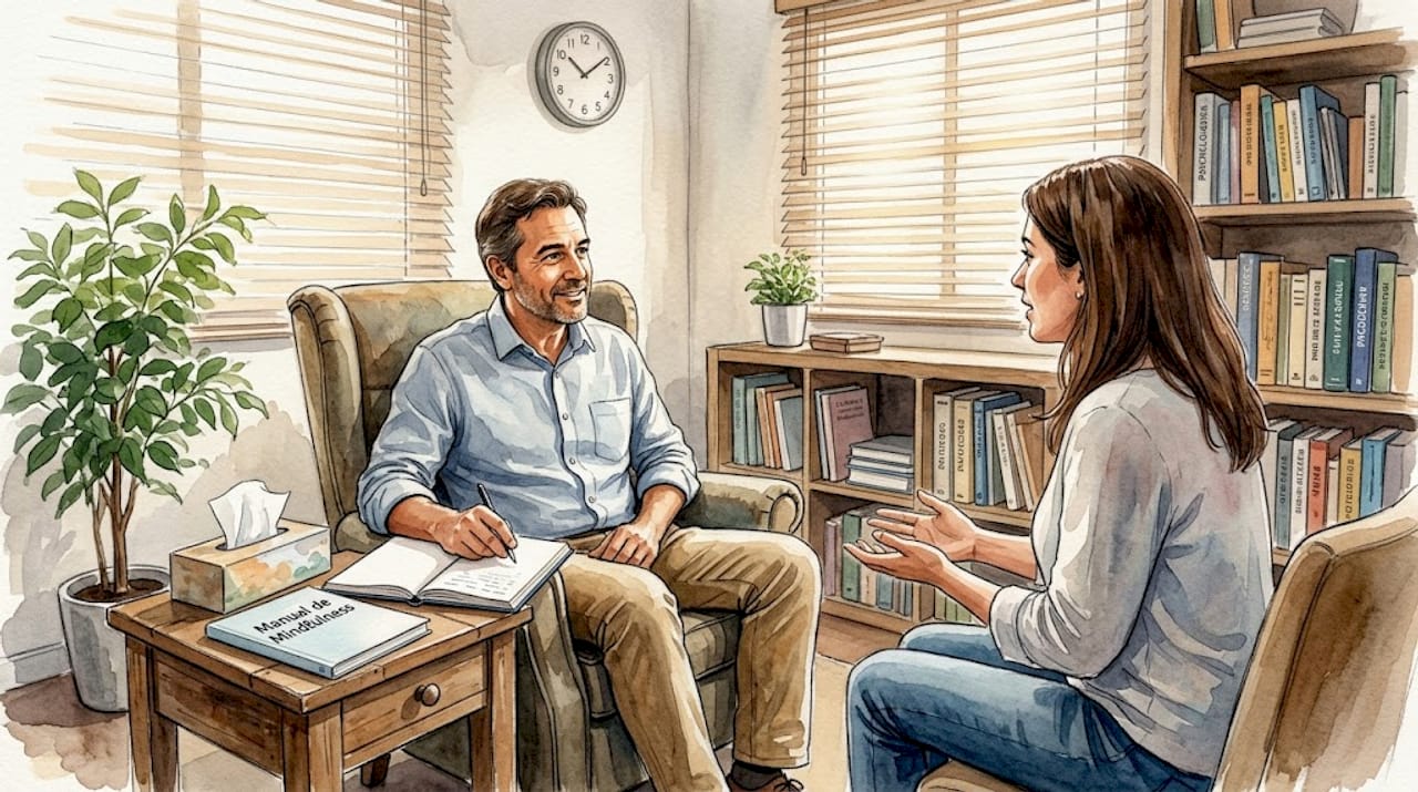 Terapia enfocada en mindfulness en un ambiente de oficina acogedor