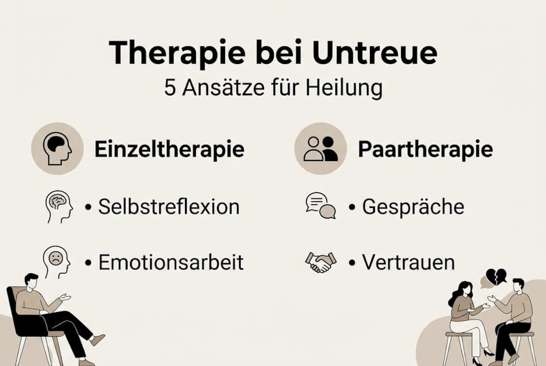 Übersichtliche Infografik: Welche Therapiemöglichkeiten gibt es bei Untreue in der Partnerschaft?