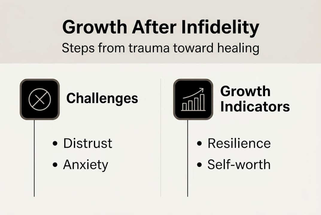 Infographic outlining key post-infidelity growth steps