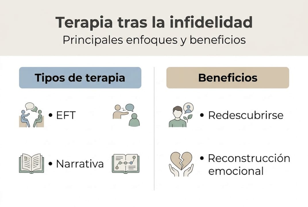 Guía visual sobre los diferentes tipos de terapia y sus principales beneficios