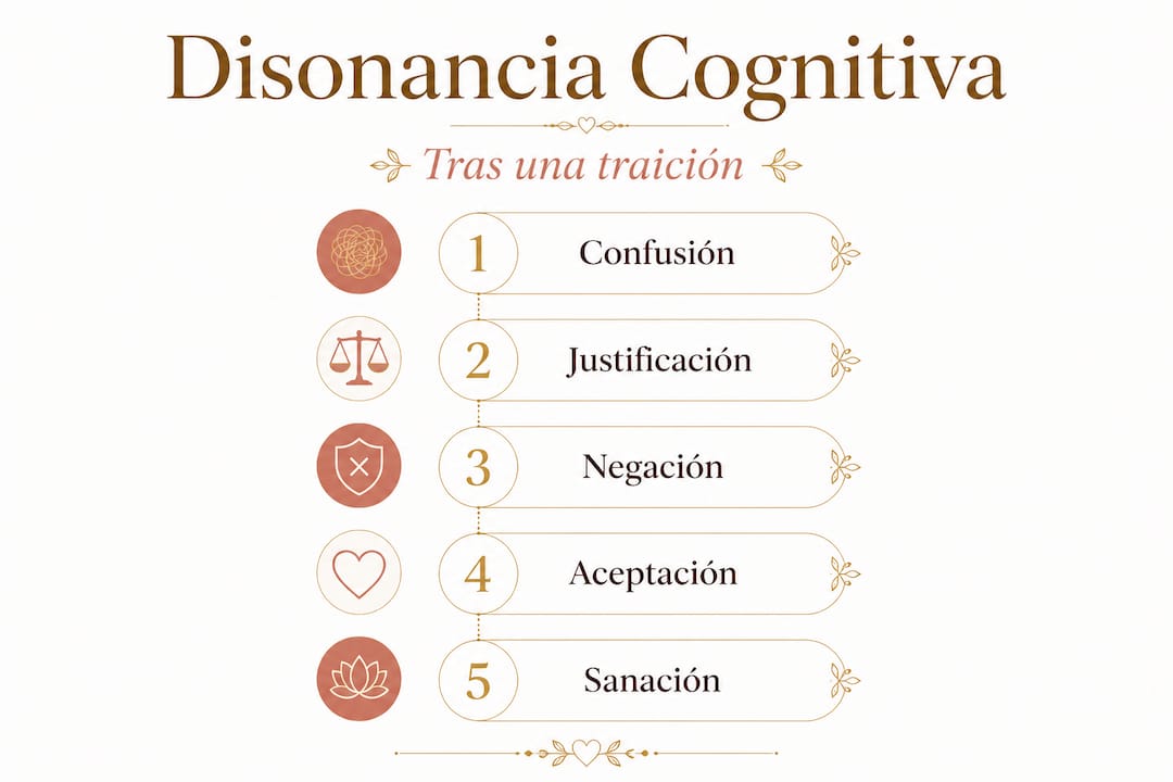 Infografía: cómo se vive la disonancia cognitiva después de una traición