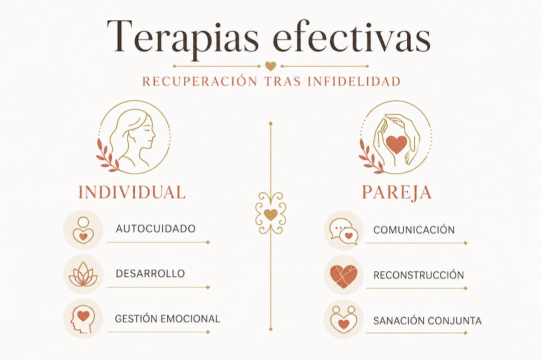 Infografía: tipos de terapia para superar una infidelidad