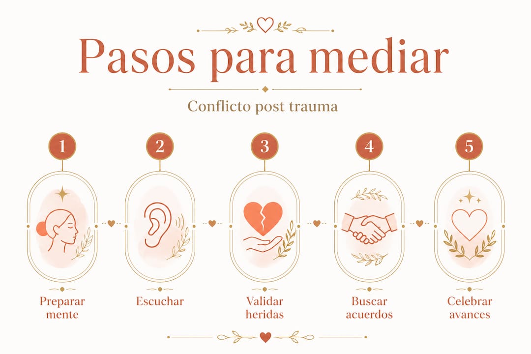 Infografía: cómo abordar la mediación en conflictos tras una experiencia traumática