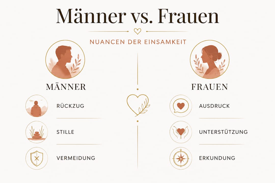 Infografik vergleicht Einsamkeit Männer und Frauen