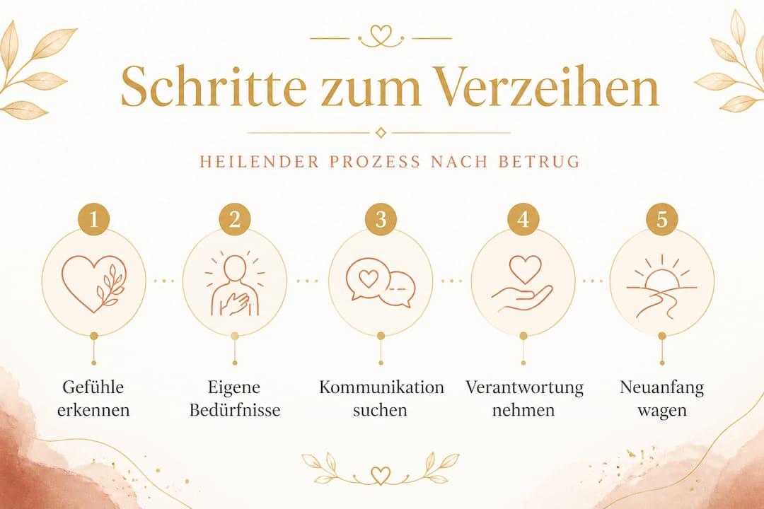 Grafik: Die wichtigsten Schritte, um nach einem Vertrauensbruch wieder vergeben zu können
