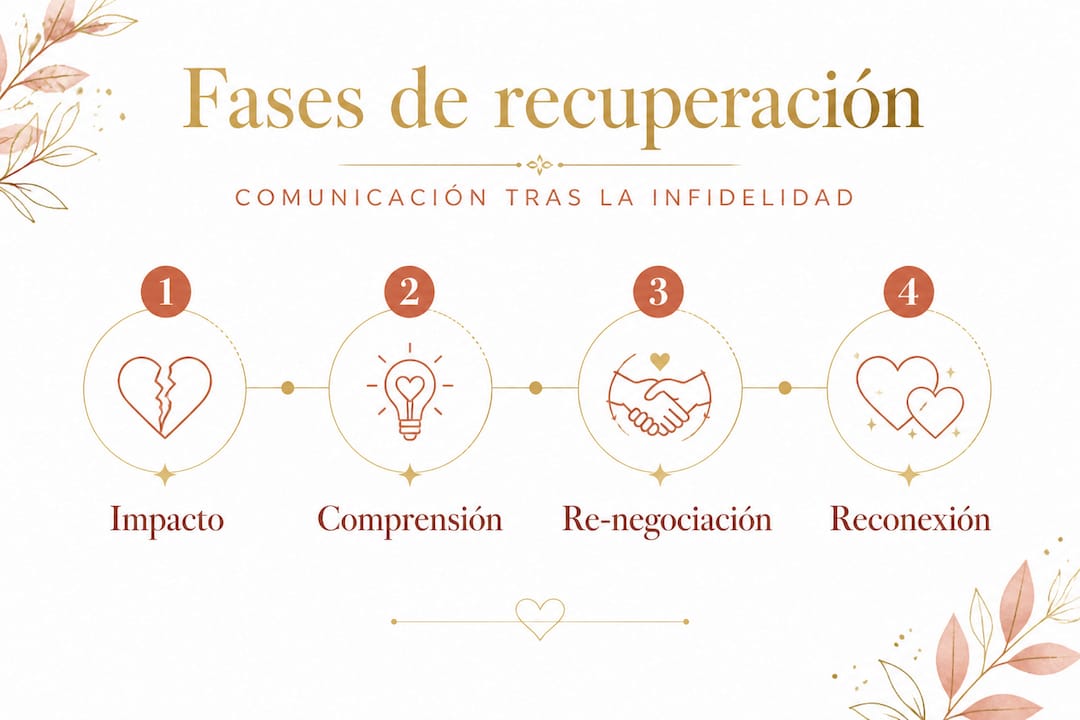 Infografía: pasos esenciales para reconstruir la comunicación después de una infidelidad