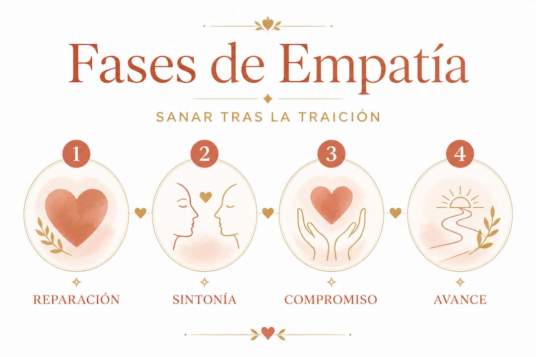 Infografía: etapas de la empatía tras una traición